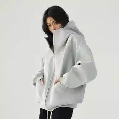 帝狼牛 美式潮牌重磅廓形连帽春秋季百搭开衫外套卫衣 男女同款