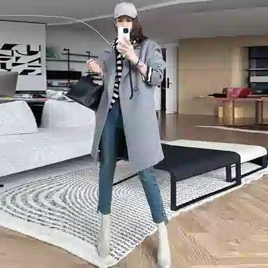 美洋 金豆子加绒牛仔裤女高腰柔弹暖奥粒绒九分小脚铅笔裤 女款