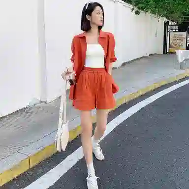 美洋 纯色简约宽松休闲短裤 女款