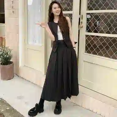 美洋 推理笔记半裙 天丝羊毛混纺|知识分子百褶裙休闲长裙 女款 灰色