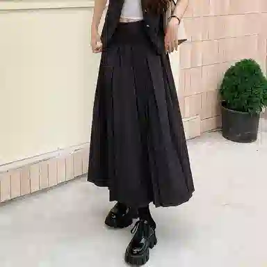 美洋 推理笔记半裙 天丝羊毛混纺|知识分子百褶裙休闲长裙 女款 灰色