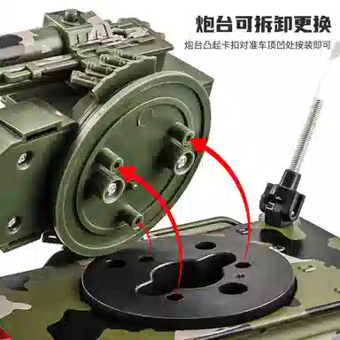驰誉车玩 俄式 虎式装甲车 合金车模 亮灯响声 回力行驶 车门可开 仿真汽车 收藏摆件 成品模型