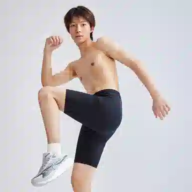 海尔斯 紧身五分裤春夏条纹马拉松跑步田径体考训练压缩裤运动短裤 男女同款