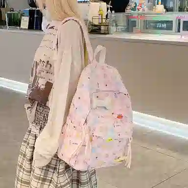 JANE KLAIN Cute Korean Style Fabric Backpack Cream White Peach Pink Sky Blue