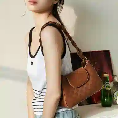 Jane Klain Woven Checkered Shoulder Bag