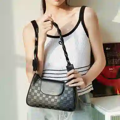 Jane Klain Woven Checkered Shoulder Bag