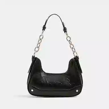 JANE KLAIN Simple Shoulder Bag Dark Night Black Silver