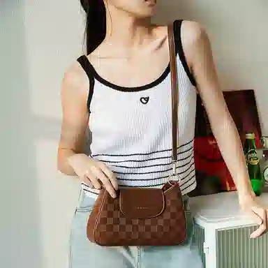 Jane Klain Woven Checkered Shoulder Bag