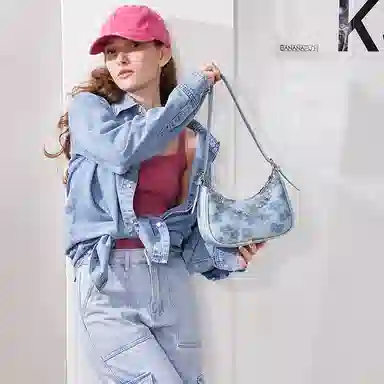 Jane Klain Blue Floral Chain Bag