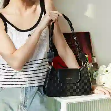 Jane Klain Woven Checkered Shoulder Bag