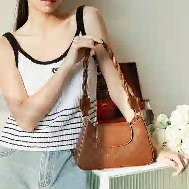 Jane Klain Woven Checkered Shoulder Bag