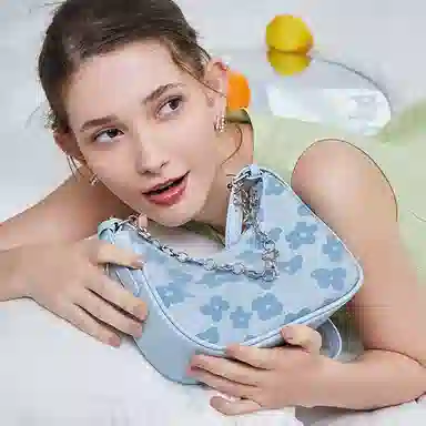 Jane Klain Blue Floral Chain Bag