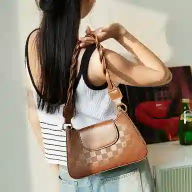 Jane Klain Woven Checkered Shoulder Bag