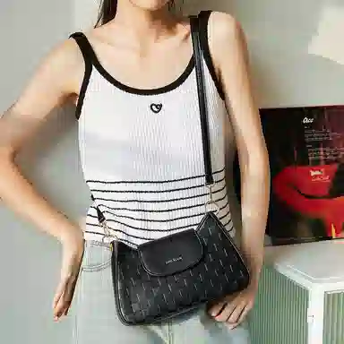 Jane Klain Woven Checkered Shoulder Bag