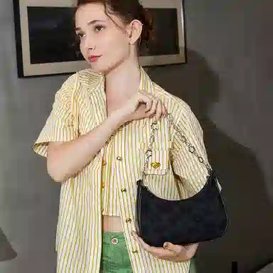 Jane Klain Blue Floral Chain Bag