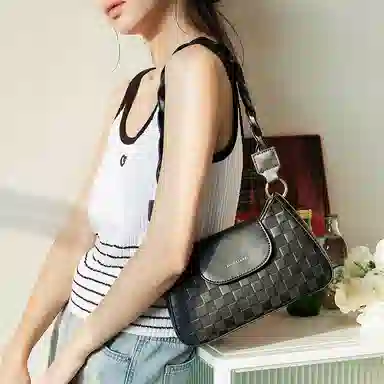 Jane Klain Woven Checkered Shoulder Bag