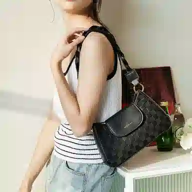 Jane Klain Woven Checkered Shoulder Bag