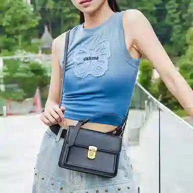 Jane Klain Retro Mini Bag Midnight Black/Chestnut Brown