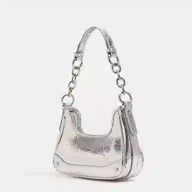 JANE KLAIN Simple Shoulder Bag Dark Night Black Silver