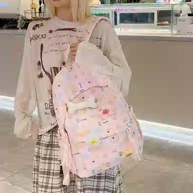 JANE KLAIN Cute Korean Style Fabric Backpack Cream White Peach Pink Sky Blue