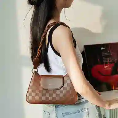 Jane Klain Woven Checkered Shoulder Bag