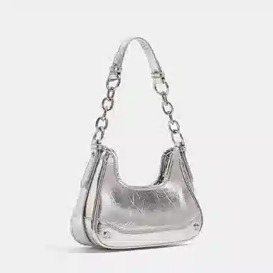 JANE KLAIN Simple Shoulder Bag Dark Night Black Silver