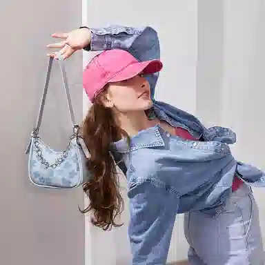 Jane Klain Blue Floral Chain Bag