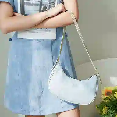 JANE KLAIN Denim Crescent Bag Small Light Blue