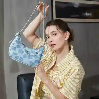 Jane Klain Blue Floral Chain Bag