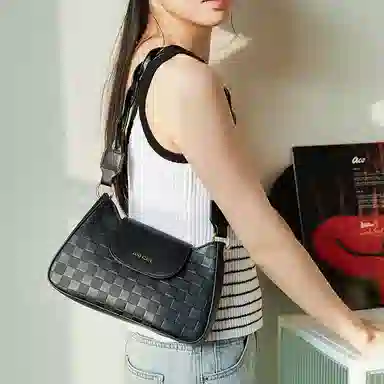 Jane Klain Woven Checkered Shoulder Bag