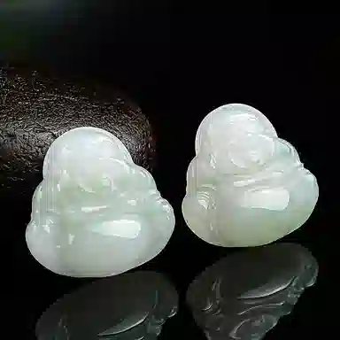 印象眸 玉佛公 新中式古风经典大肚弥勒佛玉吊坠 天山翠 项链 男女同款情侣款