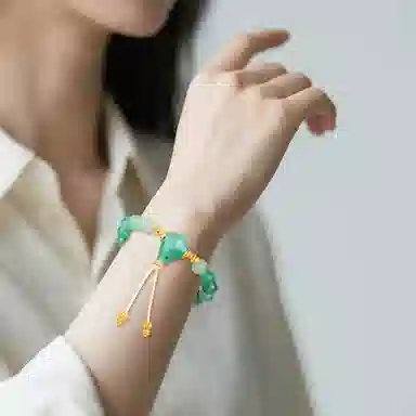 印象眸 新中式小众设计精致高级感气质简约腕间绕翠色圆珠单圈转运珠 礼盒包装#好运 非洲翠 手串 男女同款情侣款