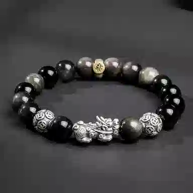 【来财貔貅】 印象眸 新中式多财多福诸事顺遂吞金兽国潮素圈转运珠时尚高级感日常通勤风瑞兽手饰 #好运 黑曜石 手串 男款