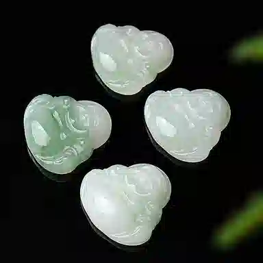 印象眸 玉佛公 新中式古风经典大肚弥勒佛玉吊坠 天山翠 项链 男女同款情侣款