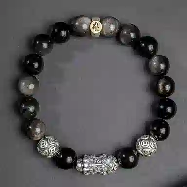 【来财貔貅】 印象眸 新中式多财多福诸事顺遂吞金兽国潮素圈转运珠时尚高级感日常通勤风瑞兽手饰 #好运 黑曜石 手串 男款