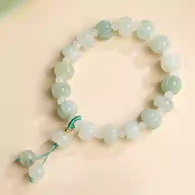 印象眸 转运  新中式古风简约经典设计感纳福念珠手持 天山翠 玉石手串 女款