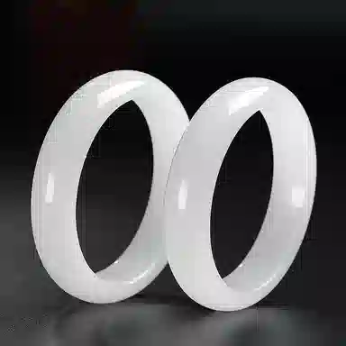 印象眸 白月光平安镯 新中式古风国潮精致轻奢优雅素净素圈白透 金丝玉 玉石手镯 女款 礼品 礼盒包装