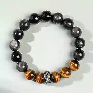 【福佑灵蛇】 印象眸 新中式小众设计精致简约气质通勤风生肖蛇转运珠单圈手饰 礼盒包装#好运 黑曜石 手串 男女同款情侣款