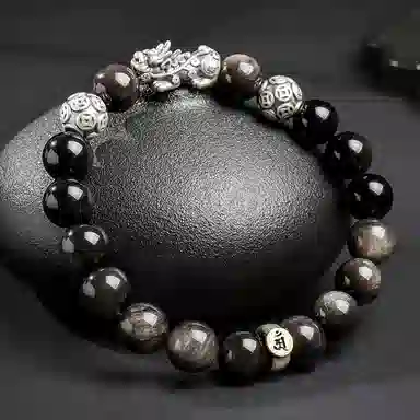 【来财貔貅】 印象眸 新中式多财多福诸事顺遂吞金兽国潮素圈转运珠时尚高级感日常通勤风瑞兽手饰 #好运 黑曜石 手串 男款