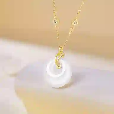 【福运常伴】 印象眸 新中式平安扣时尚精致简约百搭气质高级感显白清冷感如意扣锁骨链 礼盒包装#好运 玉髓 项链 女款