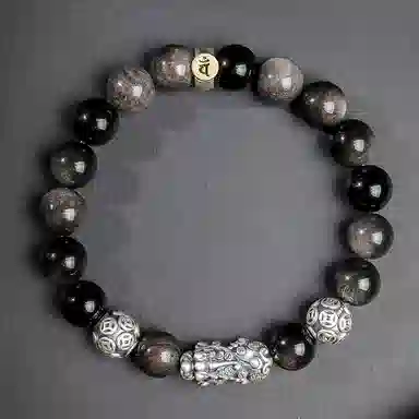 【来财貔貅】 印象眸 新中式多财多福诸事顺遂吞金兽国潮素圈转运珠时尚高级感日常通勤风瑞兽手饰 #好运 黑曜石 手串 男款