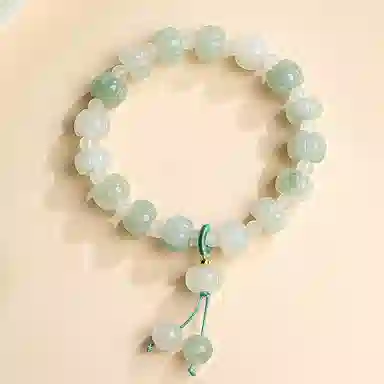 印象眸 转运  新中式古风简约经典设计感纳福念珠手持 天山翠 玉石手串 女款