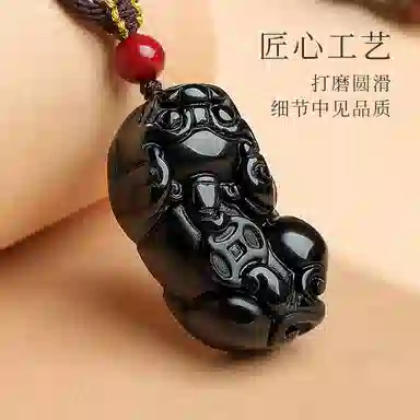 印象眸 瑞兽貔貅 新中式小众设计精致简约日常通勤风多财多福八方来财锁骨链玉石吊坠 礼盒包装#好运 黑曜石 项链 男女同款情侣款