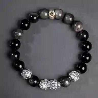 【来财貔貅】 印象眸 新中式多财多福诸事顺遂吞金兽国潮素圈转运珠时尚高级感日常通勤风瑞兽手饰 #好运 黑曜石 手串 男款