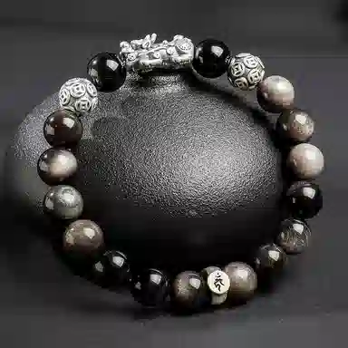 【来财貔貅】 印象眸 新中式多财多福诸事顺遂吞金兽国潮素圈转运珠时尚高级感日常通勤风瑞兽手饰 #好运 黑曜石 手串 男款