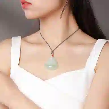 印象眸 玉佛公 新中式古风经典大肚弥勒佛玉吊坠 天山翠 项链 男女同款情侣款