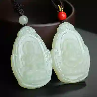 印象眸 新中式古风国潮观音佛公 和田玉 项链 男女同款情侣款 青白玉