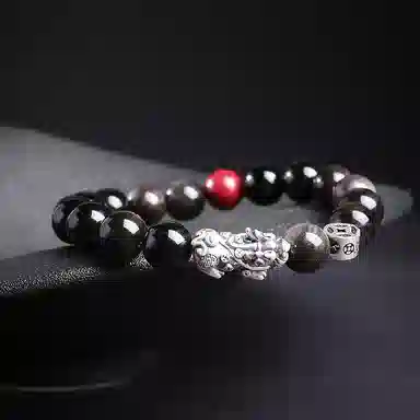 【来财貔貅】 印象眸 新中式国潮小众设计精致通勤风百搭财源滚滚素圈转运珠 礼盒包装#好运 黑曜石 手串 男女同款情侣款