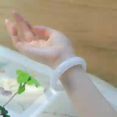 印象眸 白月光平安镯 新中式古风国潮精致轻奢优雅素净素圈白透 金丝玉 玉石手镯 女款 礼品 礼盒包装