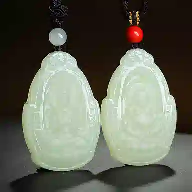 印象眸 新中式古风国潮观音佛公 和田玉 项链 男女同款情侣款 青白玉